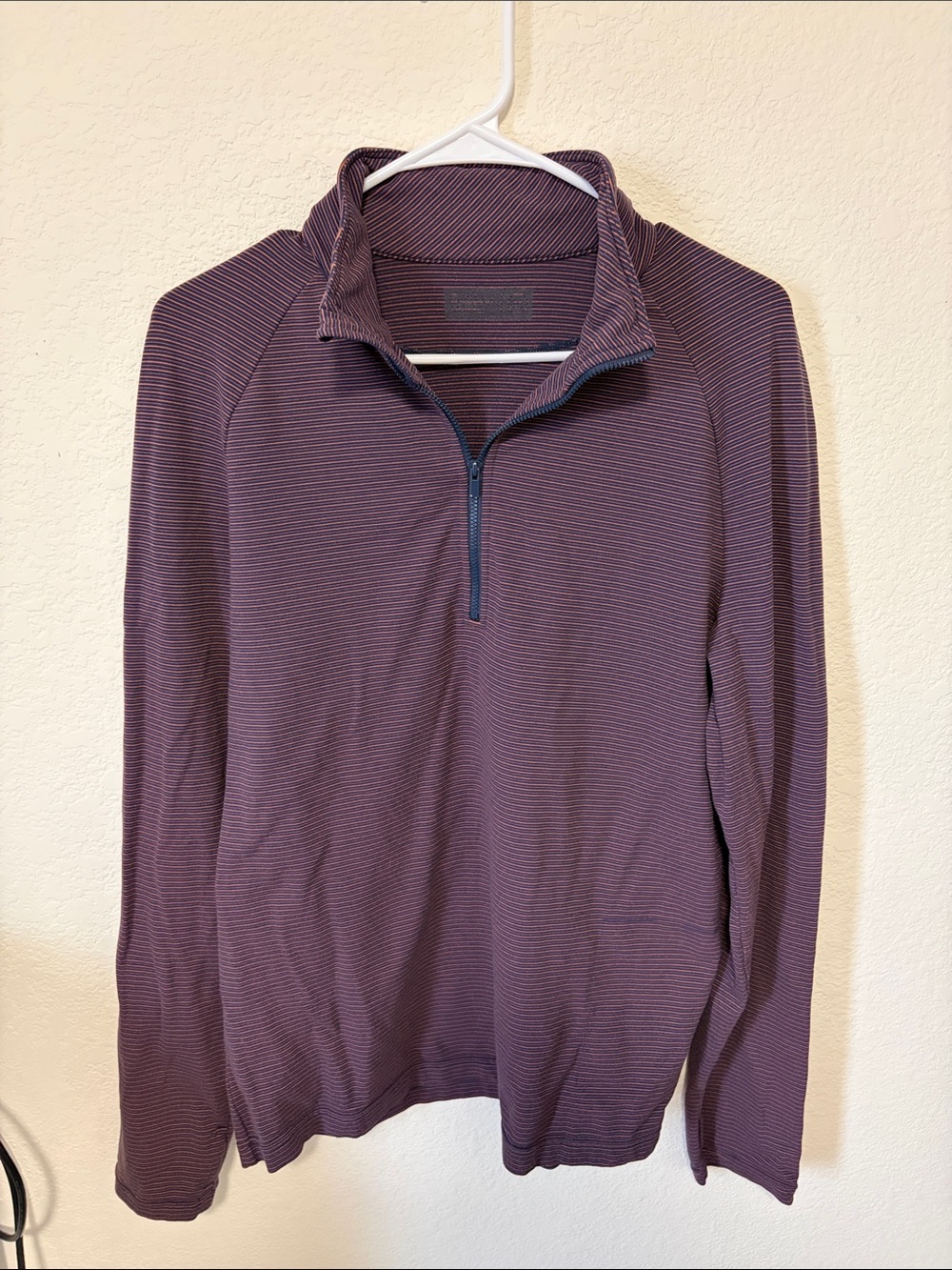 Outdoor Voices Men's Zip Mock Collar Sweater in Plum